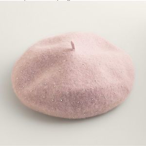 “Shinestone” sparkly pink French beret